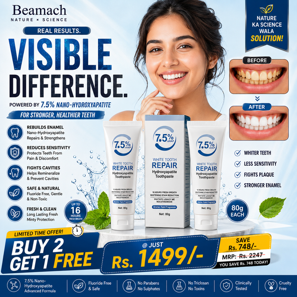Beamach 7.5 Percent nHAP Hydroxyapatite Toothpaste 80g Whitening Teeth Repair Sensitivity Protection Fresh Breath Up To 16 Hours