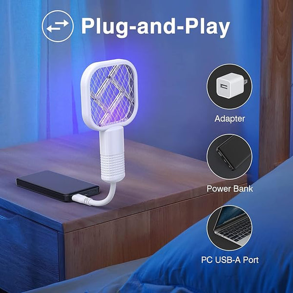 Mini USB Rechargeable Mosquito Racket with UV Light – Portable Electric Bug Zapper