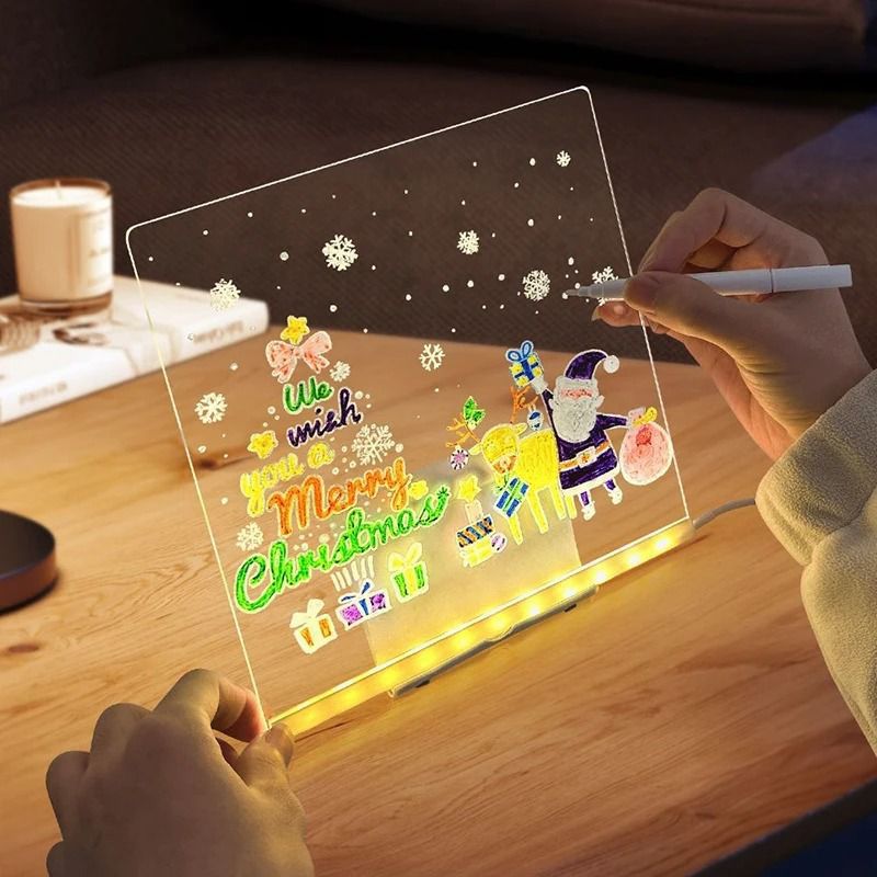 Colorful LED Writing Board – Glowing Fluorescent Drawing Tablet for Kids 20x20-oshc