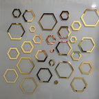 Hexagonal 2D Acrylic Wall Mirror Stickers | DIY Geometric Home Décor (24 Pcs, Mix Sizes)