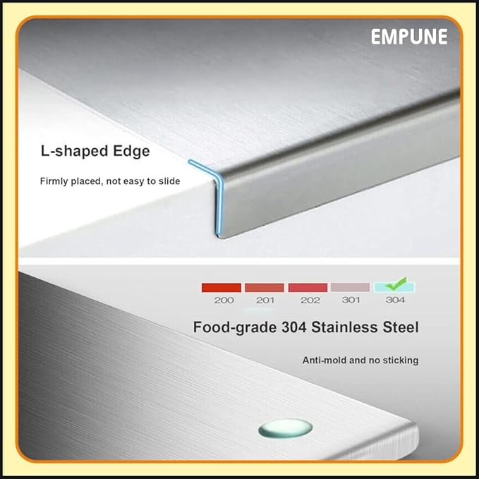 Stainless Steel Cutting Board (Large Size) Durable, hygienic and easy to clean perfect for all your chopping needs (large size: 40x48cm)|15.74" x 19" inches