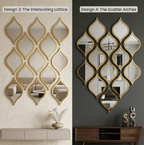 Acrylic Mirror Interlocking Lattice Wall Decoration – Moroccan style 3D Leaf & Arch Wall Art Sticker Decals (Each Piece 3x5 inches)
