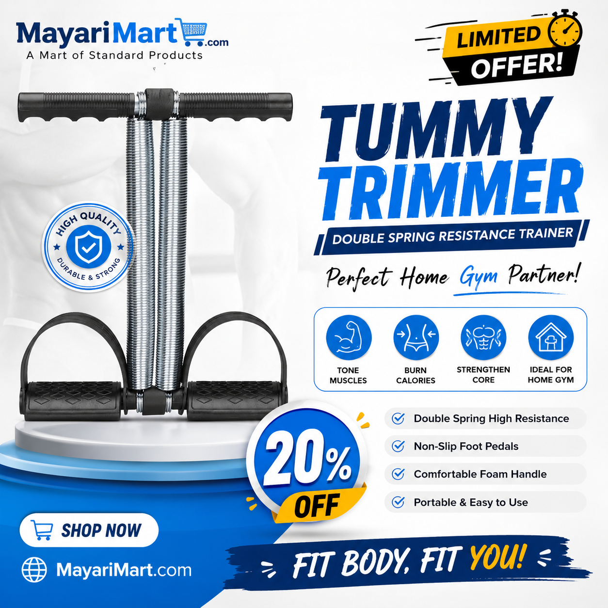Tummy Trimmer Double Spring High Quality Resistance Trainer for Home Gym