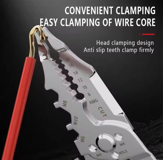 Multi-Function Wire Stripper and Cutter – 10-in-1 Electrical Tool with Wire Cutting, Stripping, Crimping &amp; Screw Functions