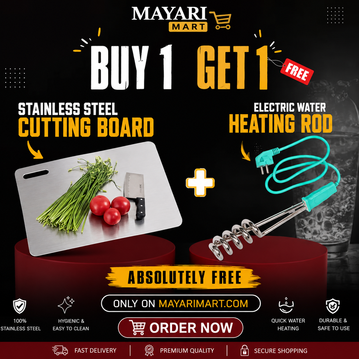 Stainless Steel Cutting Board (Large Size) Durable, hygienic and easy to clean perfect for all your chopping needs (large size: 40x48cm)|15.74" x 19" inches