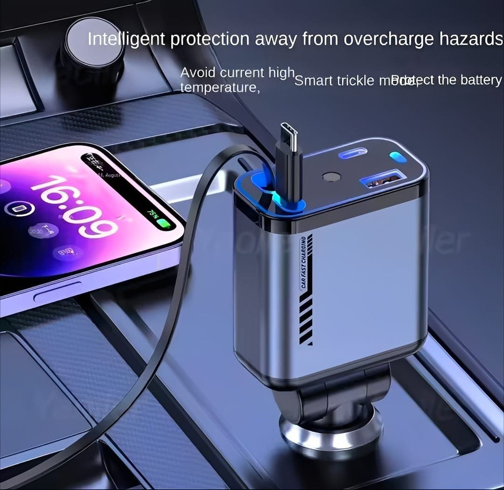 4 In 1 Multi Functional Car Charger Fast Charging With Star Light Providing Durable Quality