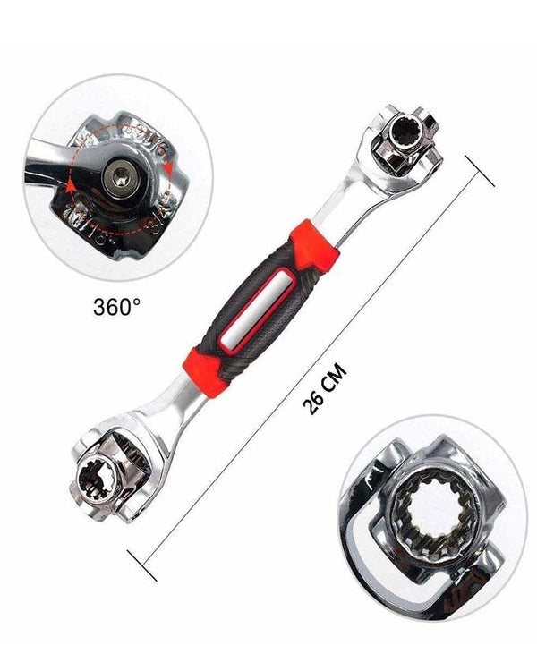 48-In-1 Universal Multi-Function Wrench 360° Rotary Adjustable Spanner for Nuts & Bolts