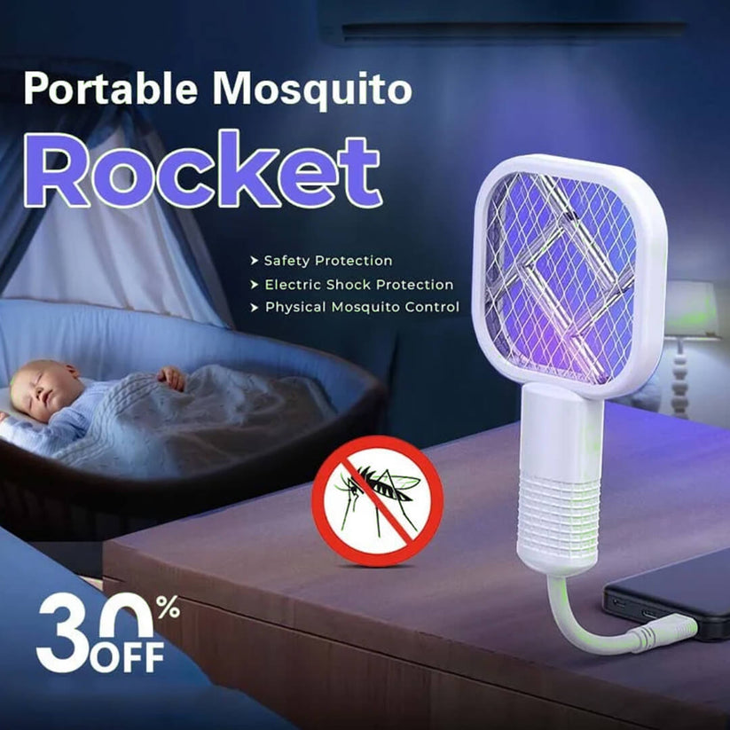 Mini USB Rechargeable Mosquito Racket with UV Light – Portable Electric Bug Zapper