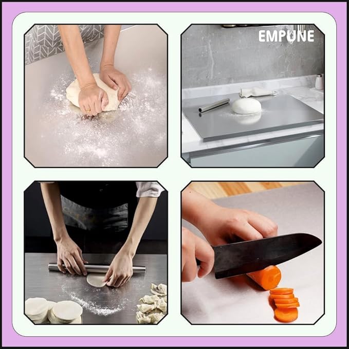 Stainless Steel Cutting Board (Large Size) Durable, hygienic and easy to clean perfect for all your chopping needs (large size: 40x48cm)|15.74" x 19" inches