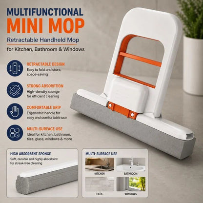 Compact Mini Mop Pack Of 2 Durable Lightweight Easy To Store Practical Choice For Quick Cleaning In Kitchen Bathroom And Car