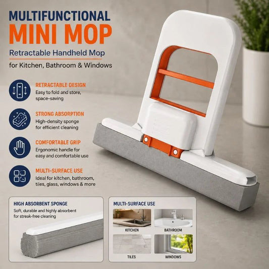 Compact Mini Mop Pack Of 2 Durable Lightweight Easy To Store Practical Choice For Quick Cleaning In Kitchen Bathroom And Car