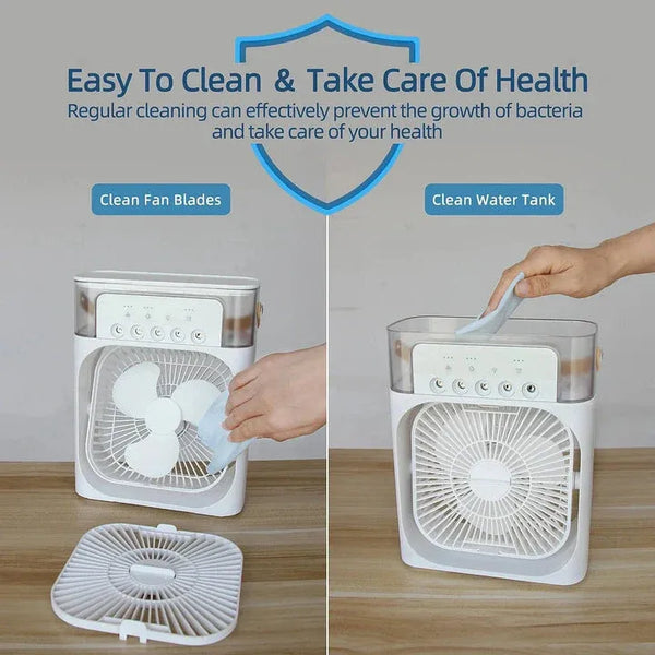 Next Nova Imported 10" Portable Air Cooler Fan – 3-in-1 Mini AC Desktop Humidifier 7-Color LED