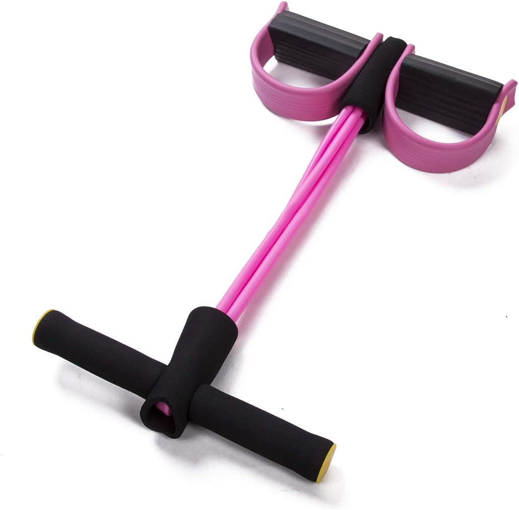 Foot Pedal Resistance Band Elastic Sit-Up Pull Rope Yoga Fitness Gym - Elastic Pull Ropes Tummy Trimmer ( Random Color )