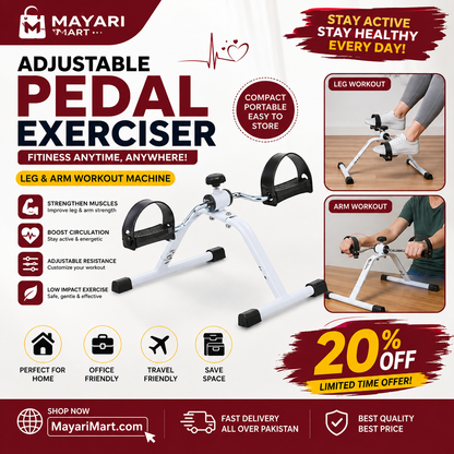Adjustable Pedal Exerciser For Home Workout | Legs Exerciser Gym Tool | Portable Pedal Cycle For Home