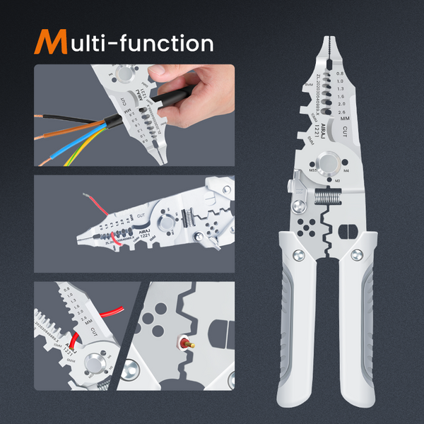 Multi-Function Wire Stripper and Cutter – 10-in-1 Electrical Tool with Wire Cutting, Stripping, Crimping &amp; Screw Functions
