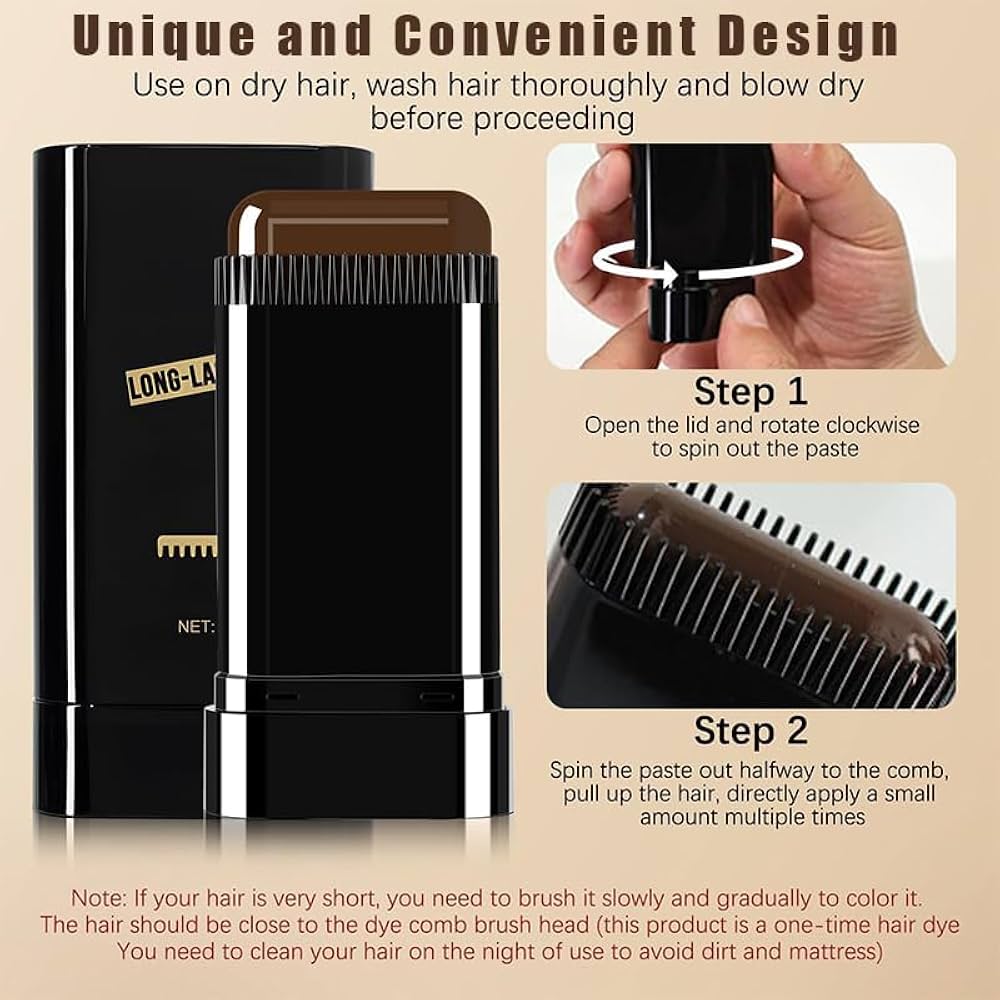 Hair Comb Dye | Water And Sweat Proof Hair Comb Dye Long Lasting Easy To Use Safe And Effective Hair Coloring Solution