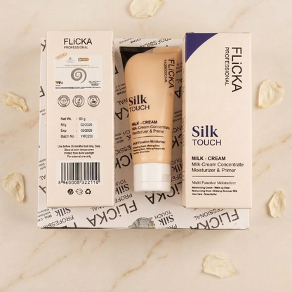 FLICKA Professional Silk Touch Milk-Cream Concentrate 60g | 3-in-1 Moisturizer, Primer & Makeup Base | Multi-Function Hydrating Face Cream