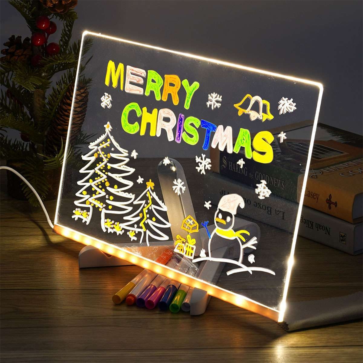 Colorful LED Writing Board – Glowing Fluorescent Drawing Tablet for Kids 20x20-oshc