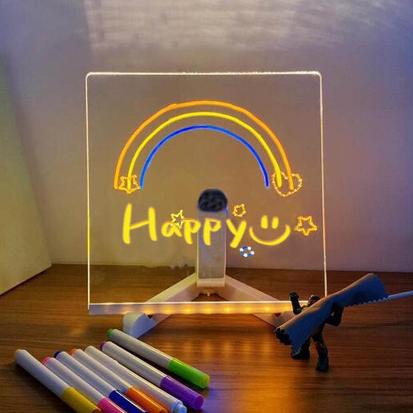Colorful LED Writing Board – Glowing Fluorescent Drawing Tablet for Kids 20x20-oshc