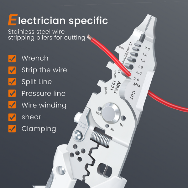 Multi-Function Wire Stripper and Cutter – 10-in-1 Electrical Tool with Wire Cutting, Stripping, Crimping &amp; Screw Functions